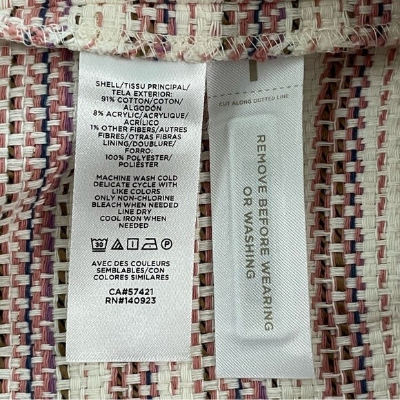 NWT Loft Pink Cream Gold Metallic Striped Tweed Sleeveless Dress Size 2 - Picture 6 of 7